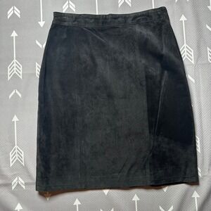 G-III Global Identity Black Suade Leather‎ Skirt Womens Size 9/10 Lined Fitted